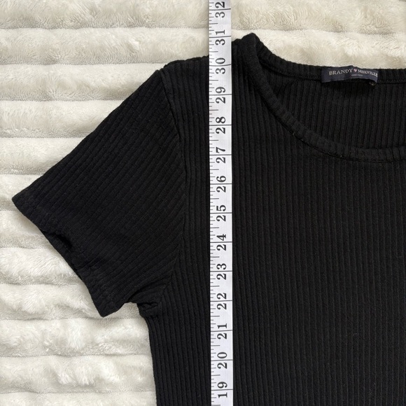 4/25$ Brandy Melville Ribbed Short Sleeve Mini Dress Black One Size - Picture 5 of 5